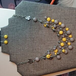 Paparazzi Yellow and Gray Beaded Necklace